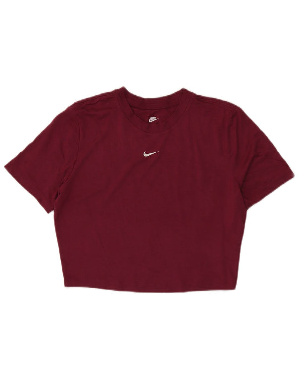 T-shirt corta Nike da donna, vestibilità slim, taglia UK 14, grande, in poliestere bordeaux