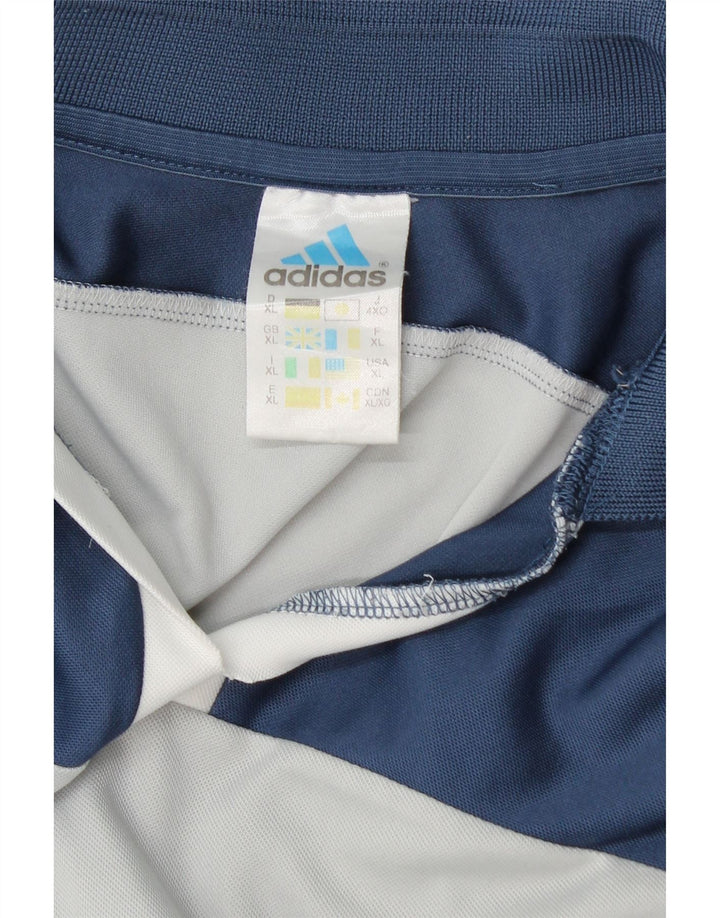Polo Adidas Climalite da uomo XL in poliestere color block blu navy