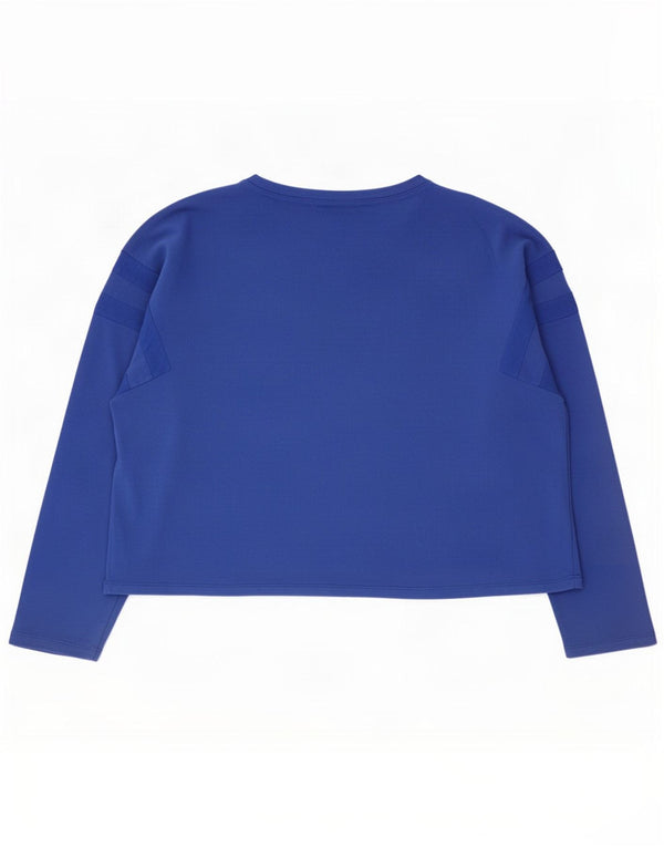 Zara Womens Trafaluc Crop Oversized Top Long Sleeve UK 10 Small Blue