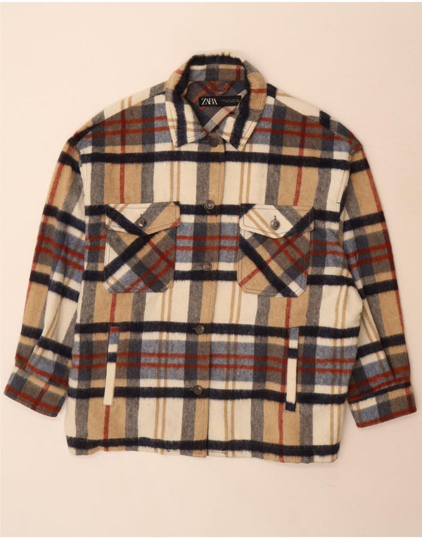 Camicia da donna in flanella oversize da boscaiolo Zara UK 18 XL a quadri multicolore