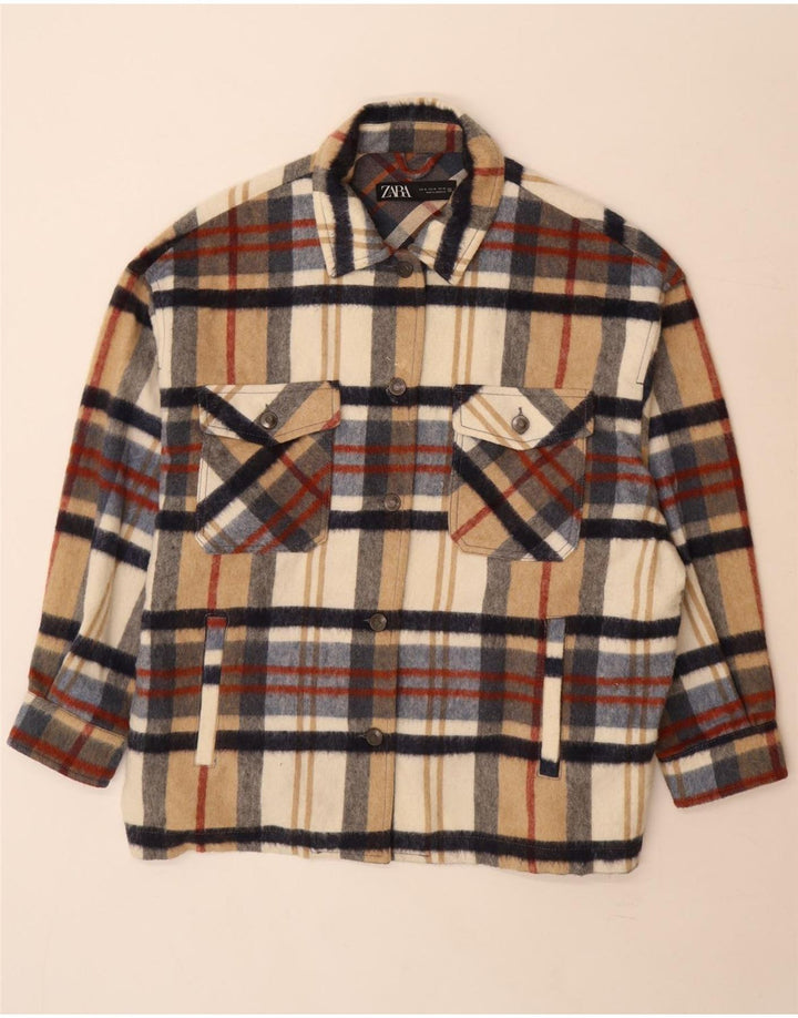 Camicia da donna in flanella oversize da boscaiolo Zara UK 18 XL a quadri multicolore