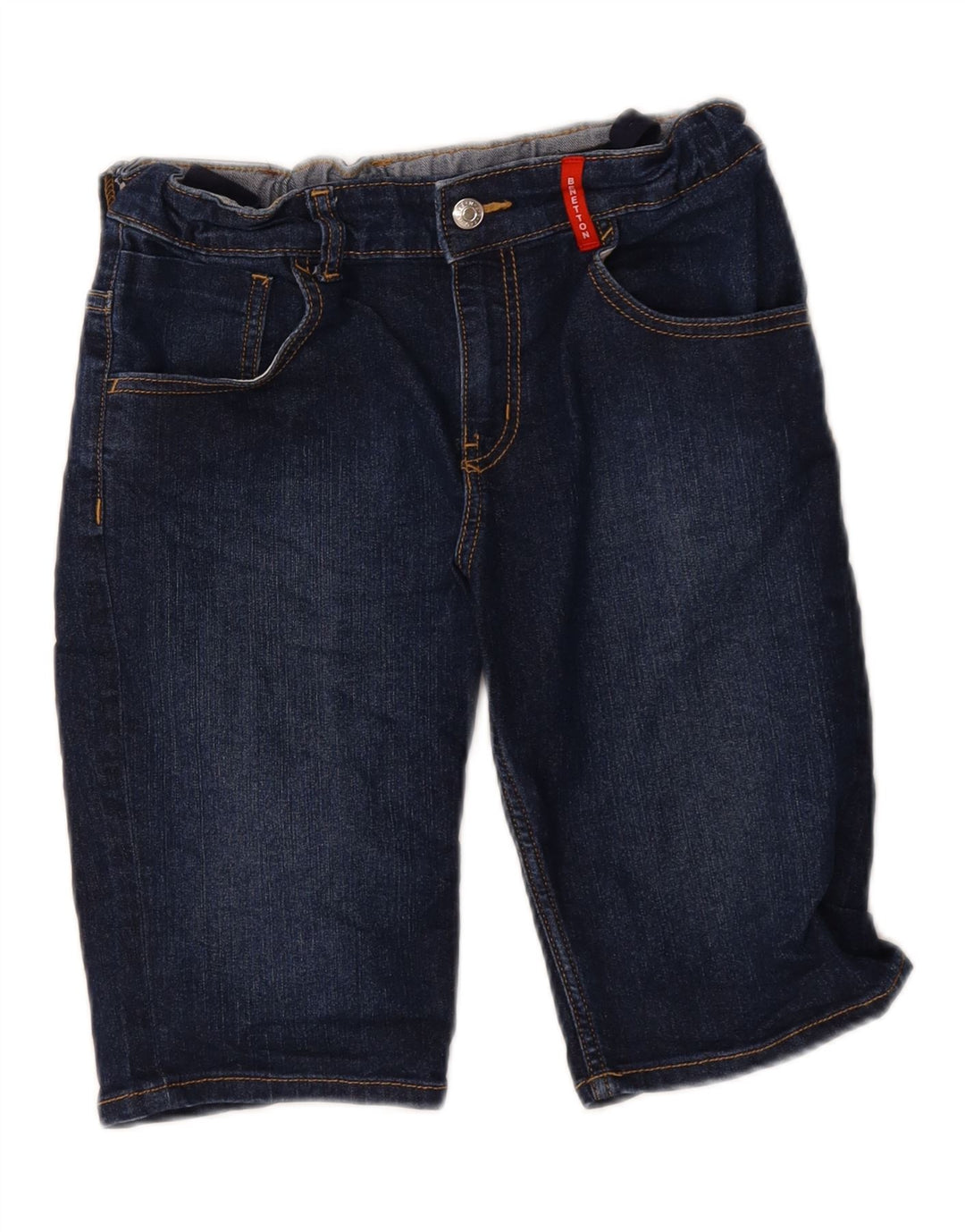 BENETTON Boys Denim Shorts 15-16 Years W28  Navy Blue Polyester Vintage Benetton and Second-Hand Benetton from Messina Hembry 
