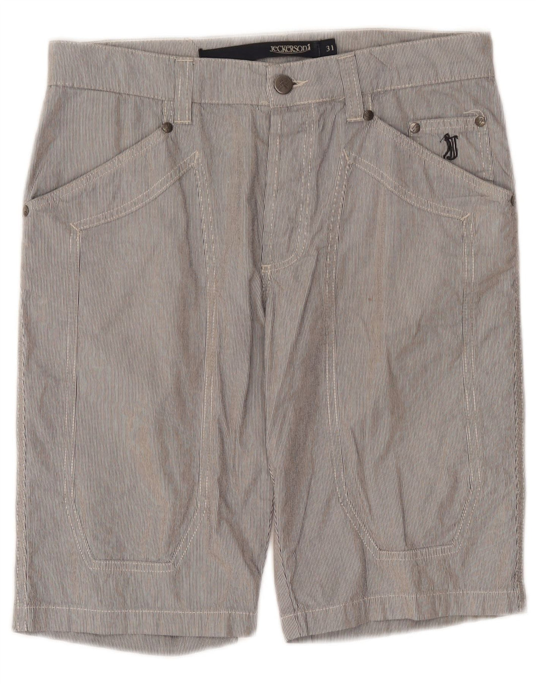 Bermuda da uomo Jeckerson W31 cotone gessato grigio medio