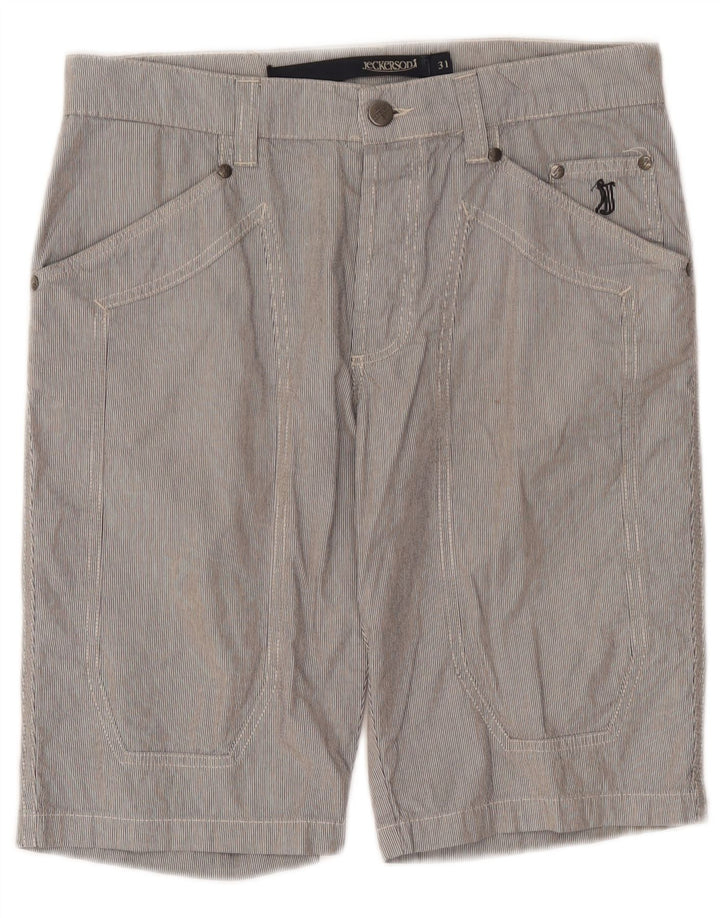 Bermuda da uomo Jeckerson W31 cotone gessato grigio medio