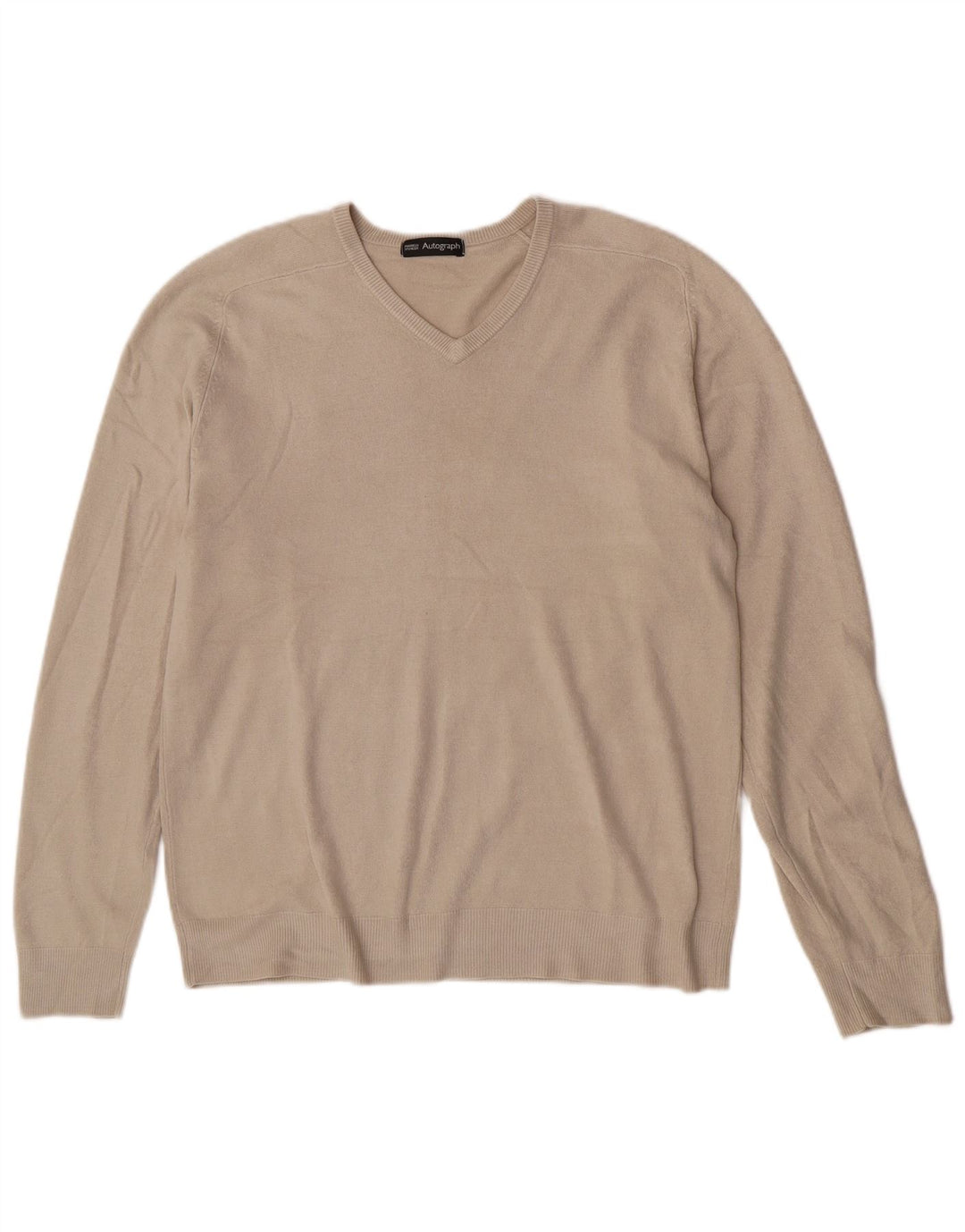 Maglione da uomo con scollo a V autografo Marks & Spencer beige medio