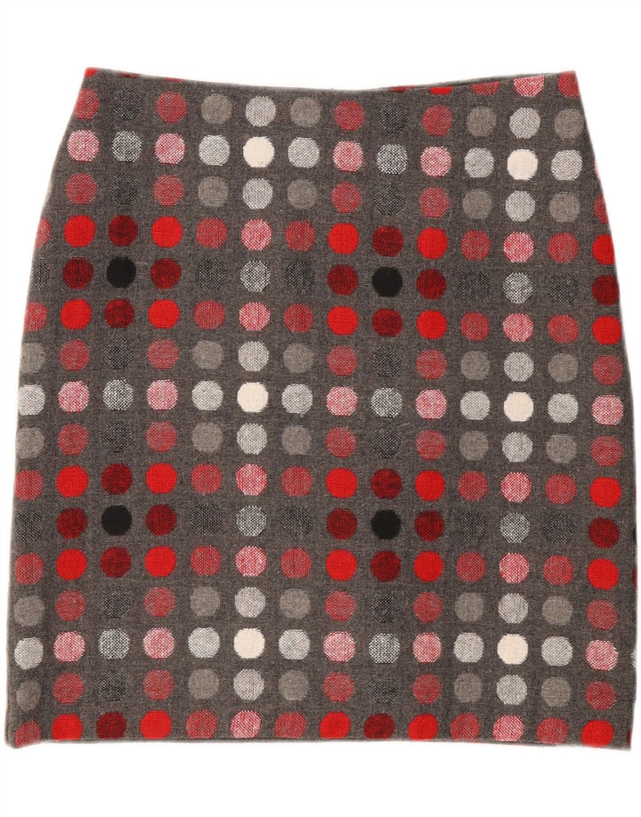 Gonna dritta da donna Marks & Spencer UK 12 media W30 a pois grigi