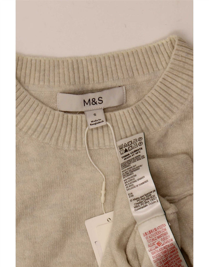 Marks & Spencer Canotta corta da donna UK 8 Small Beige Poliestere