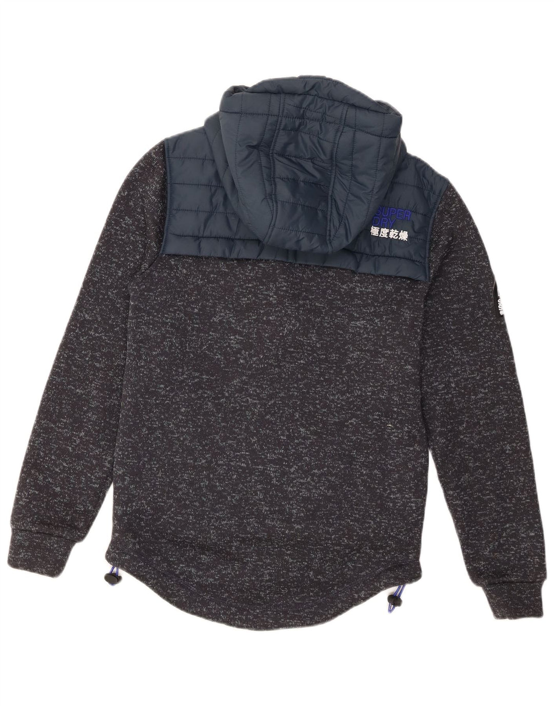 Maglione con cappuccio e zip da uomo Superdry piccolo poliestere chiazzato grigio