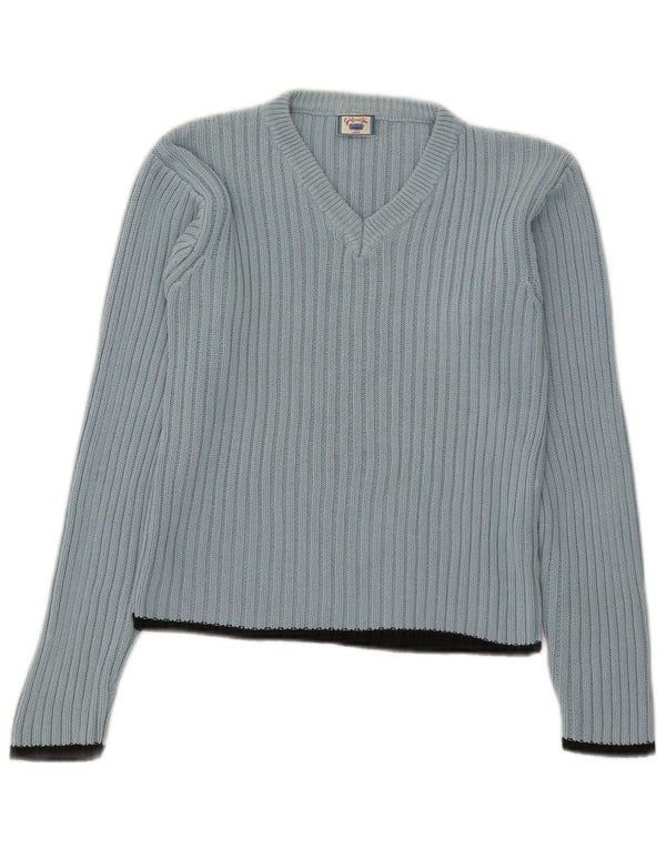 Maglione corto con scollo a V da donna Rocky UK 14 grande cotone blu