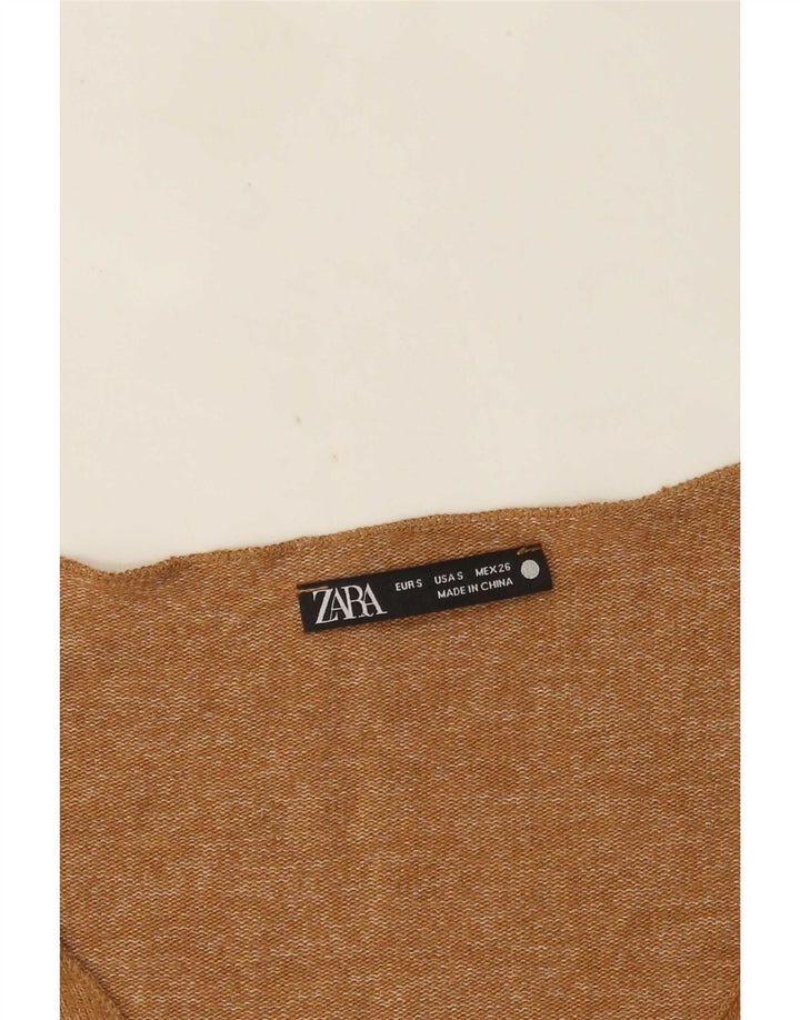 Top Zara da donna a maniche lunghe UK 10 piccolo beige screziato
