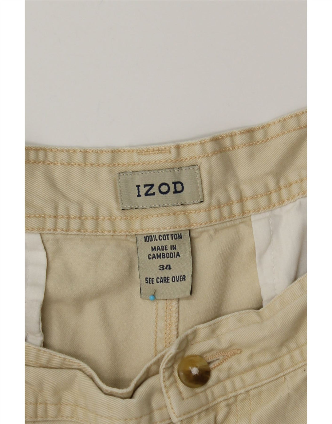 Pantaloncini cargo da uomo IZOD W34 grandi in cotone beige