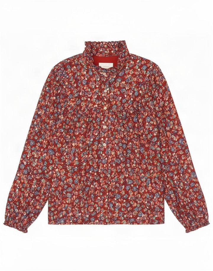 Camicia pullover da donna Anthropologie UK 12 Viscosa floreale rossa media
