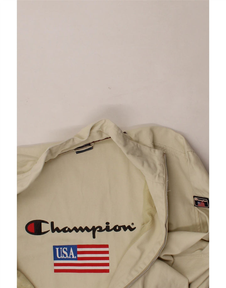 CHAMPION Mens Bomber Jacket UK 38 Medium Beige Cotton Vintage Champion and Second-Hand Champion from Messina Hembry 