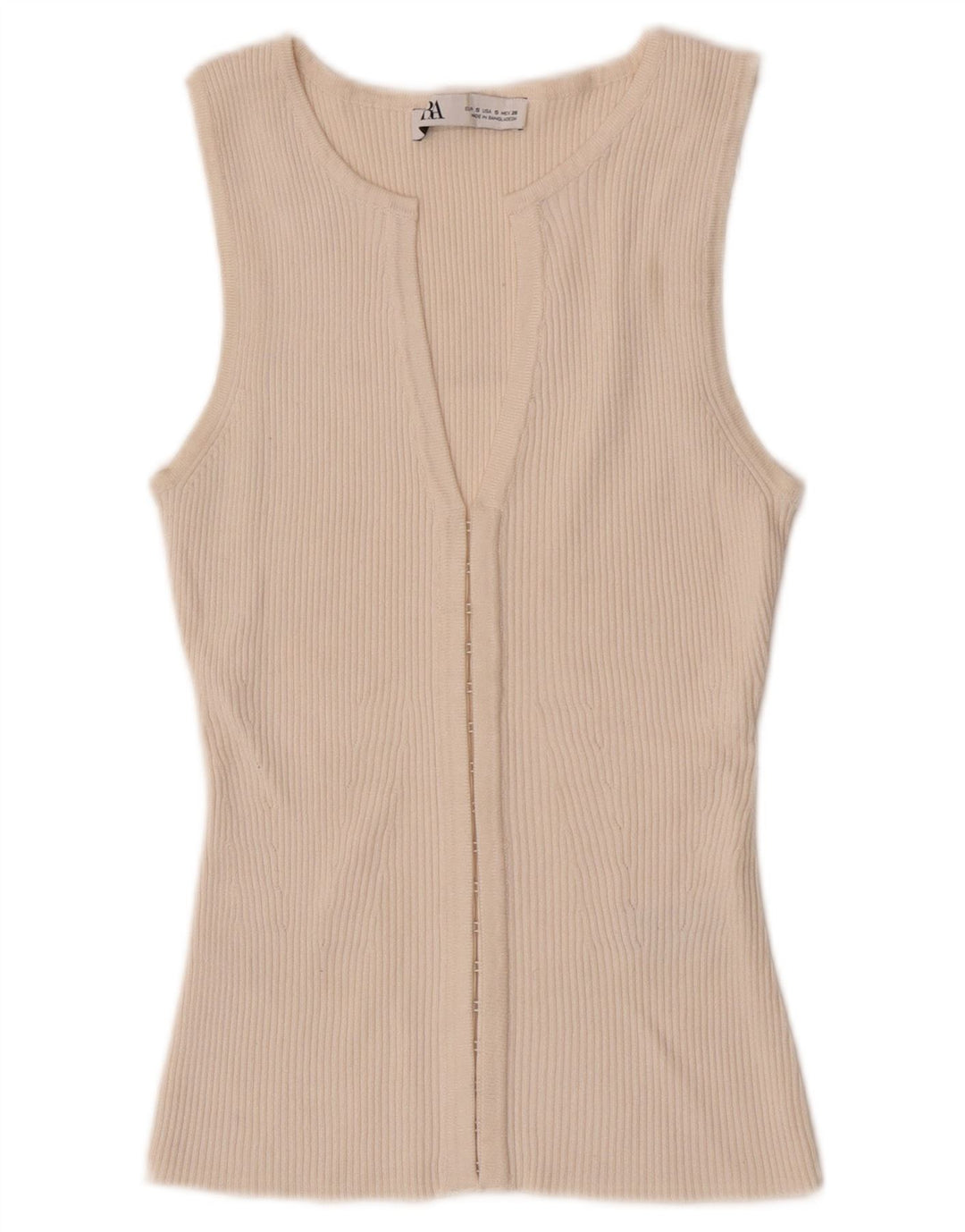 Top cardigan da donna Zara UK 8 piccolo in viscosa bianco sporco