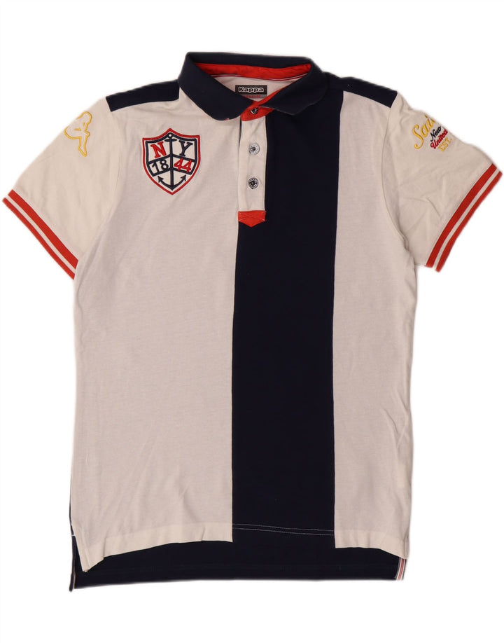 Polo grafica da uomo KAPPA in cotone color block medio blu navy