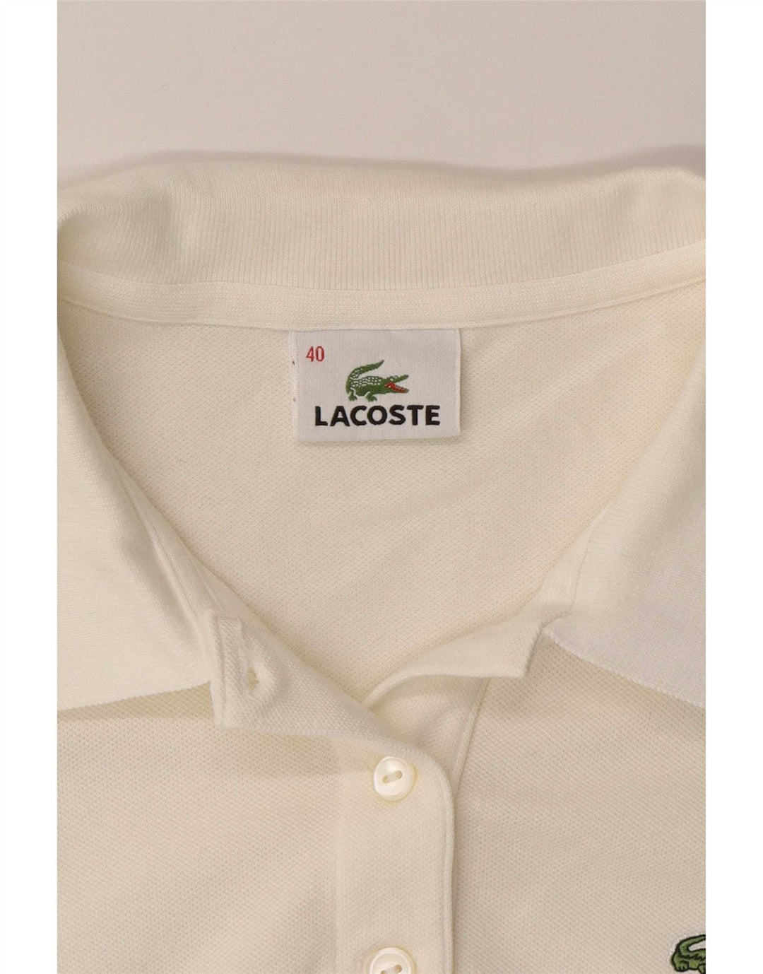 Polo da donna a maniche lunghe Lacoste taglia 40 cotone bianco medio