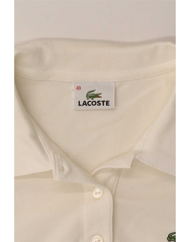 Polo da donna a maniche lunghe Lacoste taglia 40 cotone bianco medio
