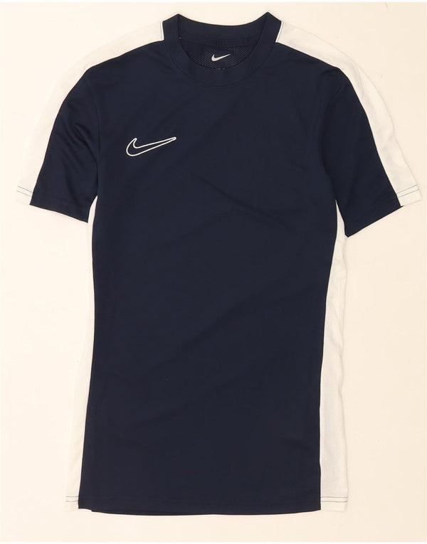T-shirt Nike da uomo Dri Fit Slim Top XS in poliestere color block blu navy