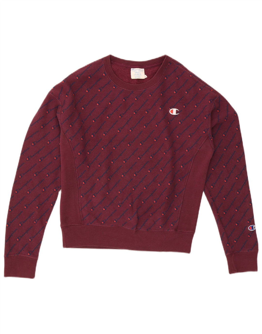 Felpa oversize con grafica da donna Champion, maglione UK 10 piccolo bordeaux