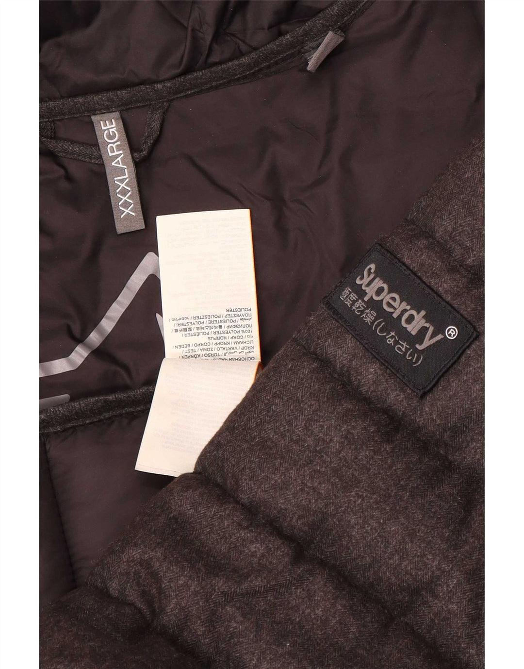 Giacca imbottita con cappuccio da uomo Superdry UK 46 3XL poliestere grigio