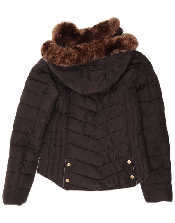 Giacca imbottita con cappuccio da donna Joules UK 10 piccola poliestere nero