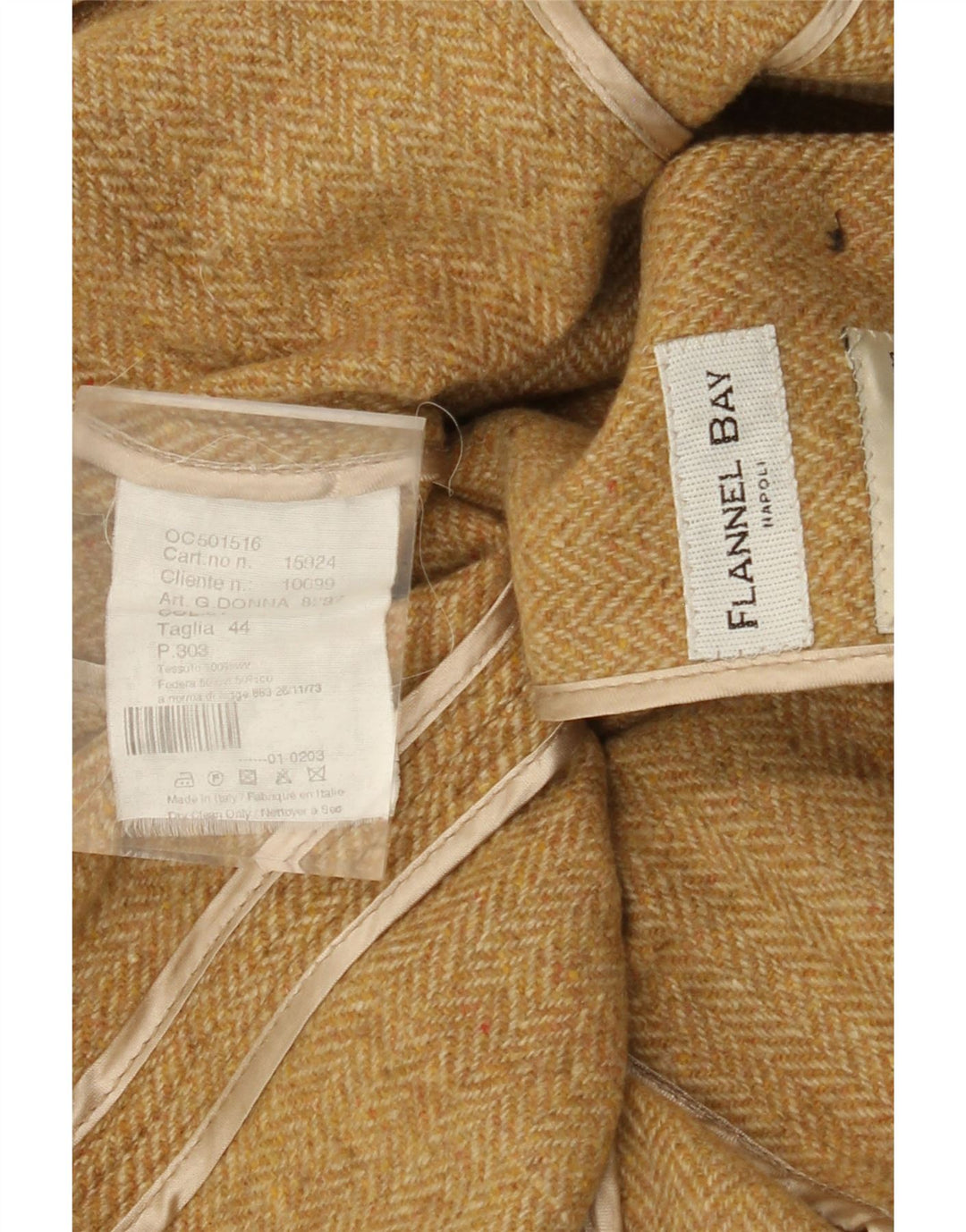 Giacca blazer da donna a 3 bottoni FLANNEL BAY IT 44 Beige medio a spina di pesce