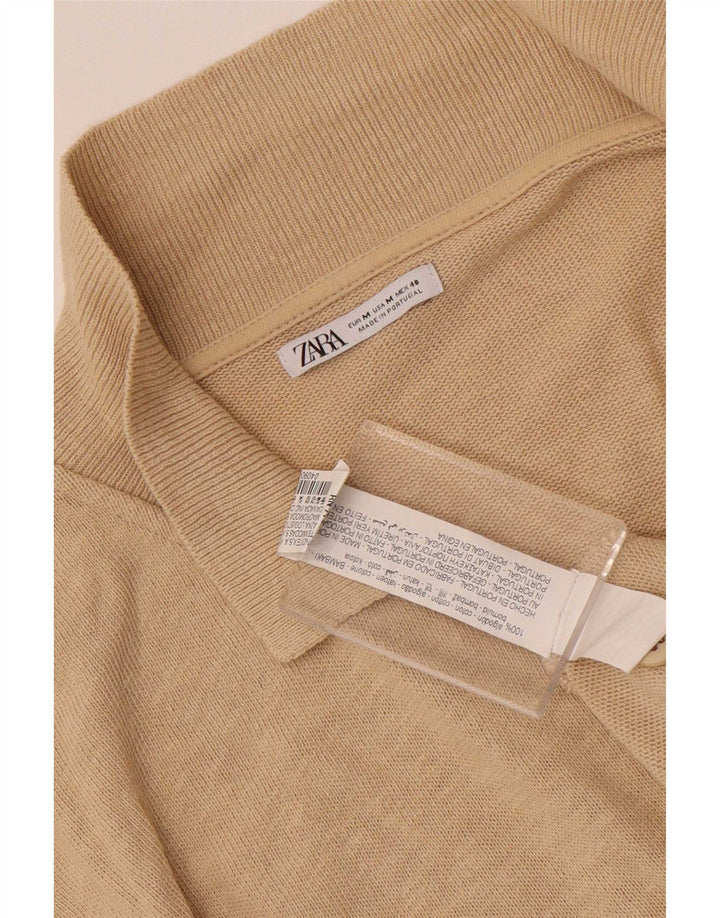 Camicia a maniche corte da uomo Zara in cotone screziato beige medio
