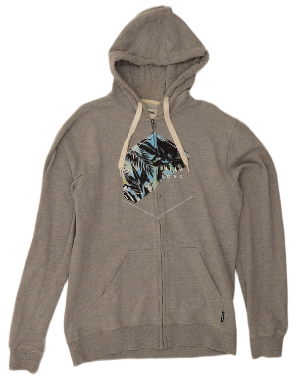 Maglione con cappuccio e zip grafica da uomo Billabong grande in cotone grigio