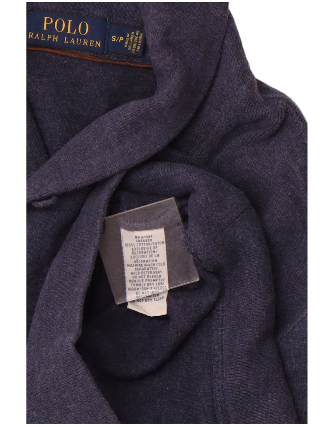 POLO RALPH LAUREN Maglione da uomo con collo a scialle piccolo in cotone blu navy