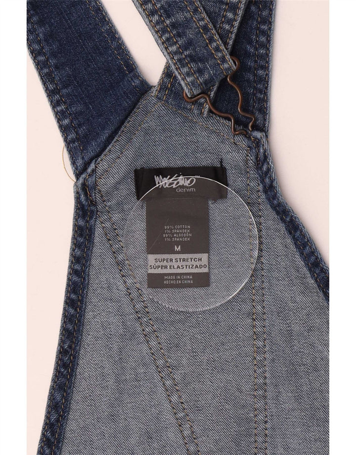 Mossimo Pantaloncini di jeans elasticizzati da donna con salopette media W30 in cotone blu