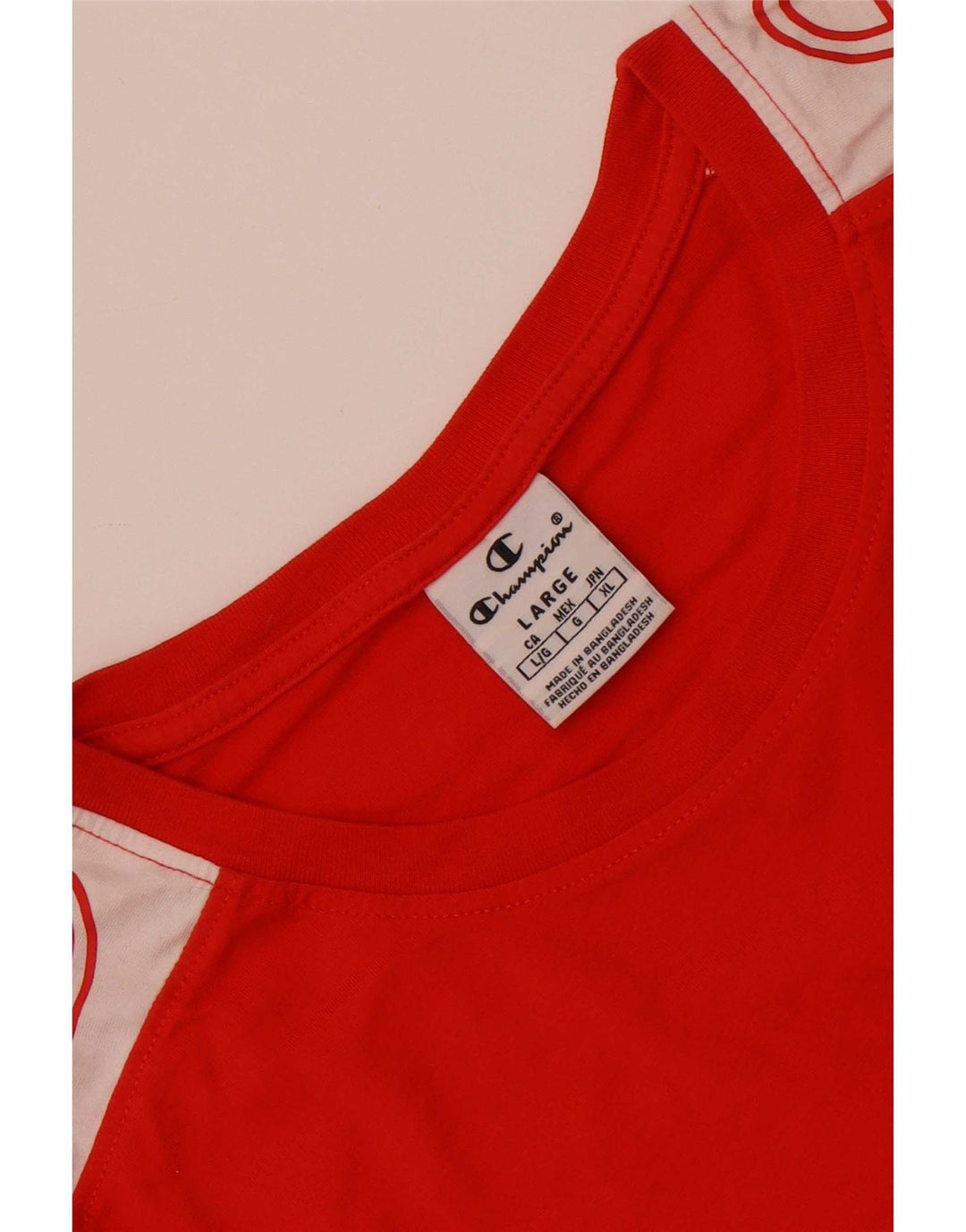 T-shirt grafica da uomo Champion Top grande rosso color block