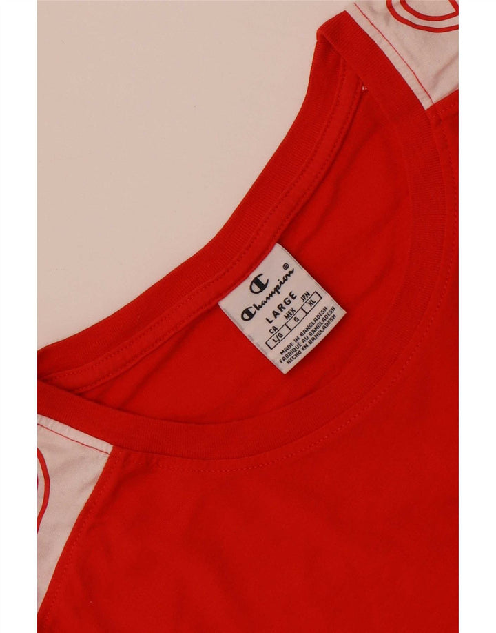 T-shirt grafica da uomo Champion Top grande rosso color block