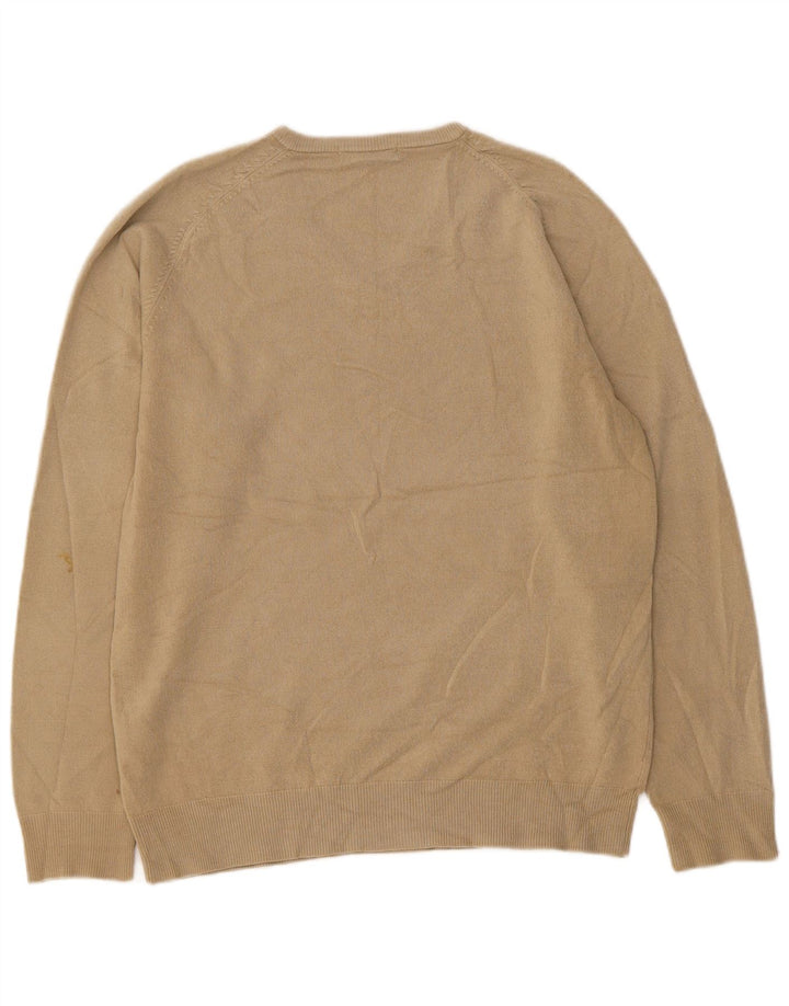 Maglione da uomo con scollo a V autografo Marks & Spencer piccolo acrilico beige