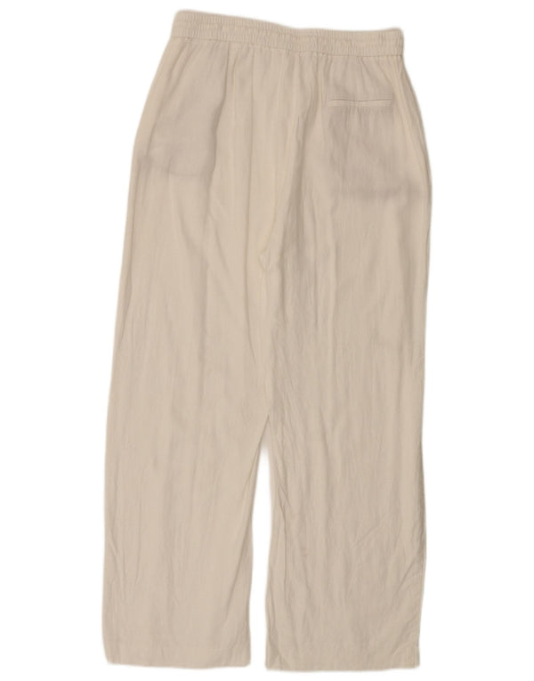 Pantaloni casual a gamba larga da donna Zara Large W30 L28 viscosa bianca