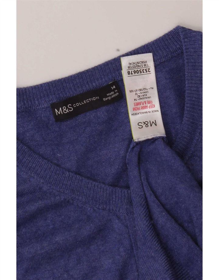 Maglione cardigan da donna Marks & Spencer UK 14 Viscosa blu medio
