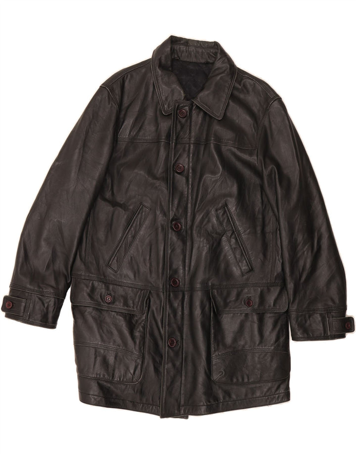 VINTAGE Mens Leather Jacket UK 38 Medium Black Vintage Vintage and Second-Hand Vintage from Messina Hembry 