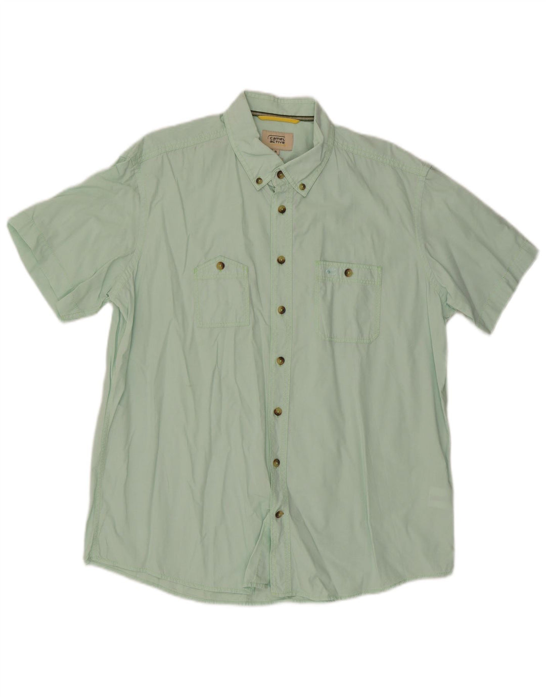 Camicia da uomo a maniche corte Regular Fit Camel Active XL in cotone verde