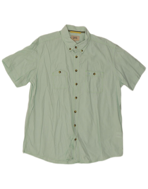 Camicia da uomo a maniche corte Regular Fit Camel Active XL in cotone verde