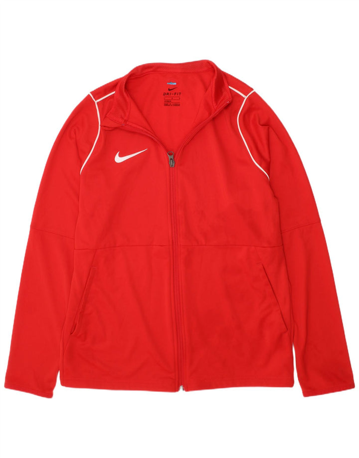Giacca da tuta NIKE da ragazzo Dri Fit 12-13 anni, taglia grande, in poliestere rosso