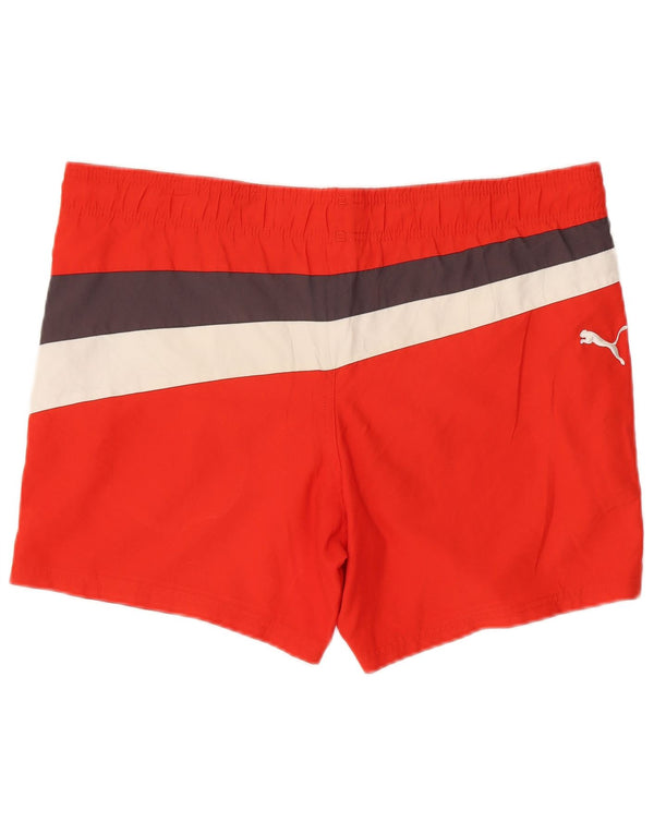 Pantaloncini da bagno grafici da uomo Puma in poliestere color block rosso medio