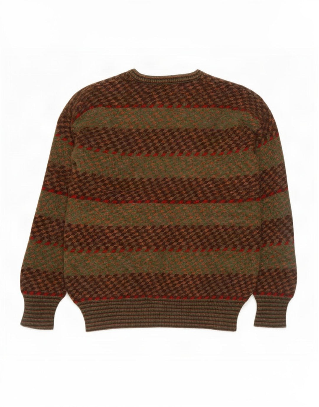 Maglione vintage da uomo con scollo a V IT 50 a righe kaki medie