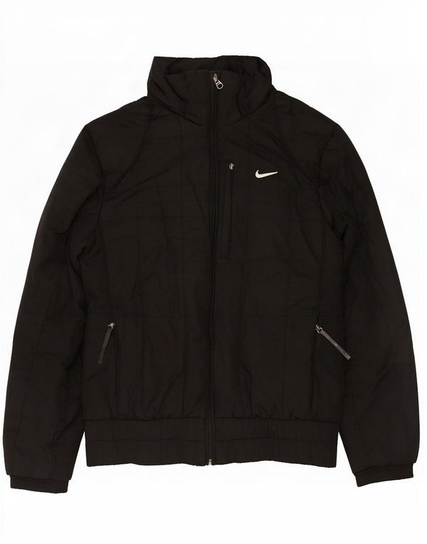 Giacca imbottita con cappuccio Nike da donna UK 10/12 medio poliestere nero