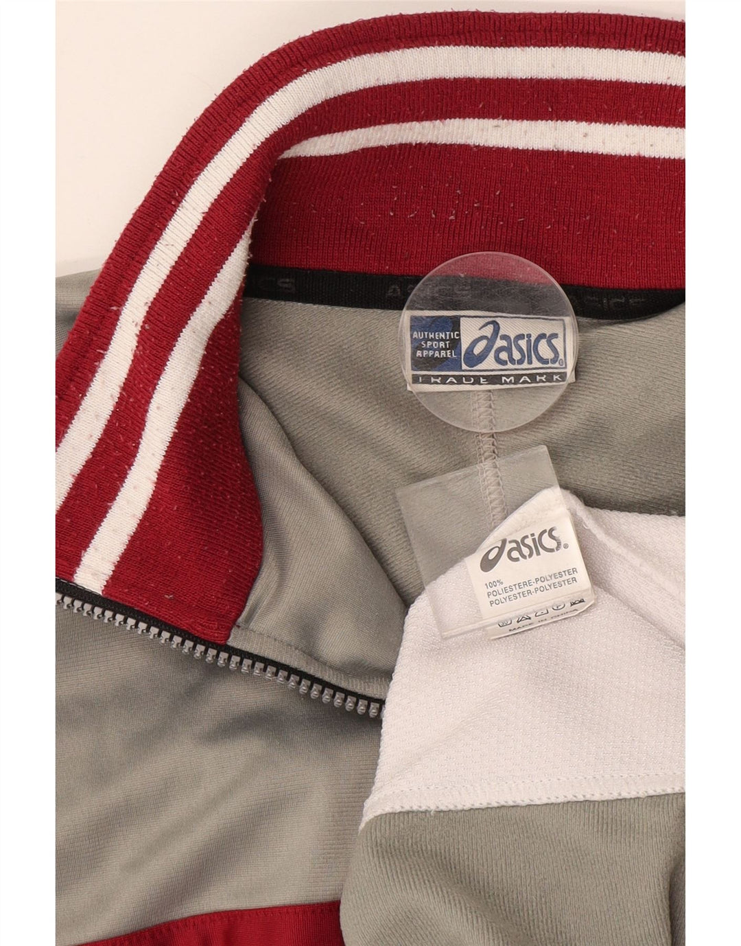 Giacca da ginnastica ASICS da uomo XL in poliestere color block grigio