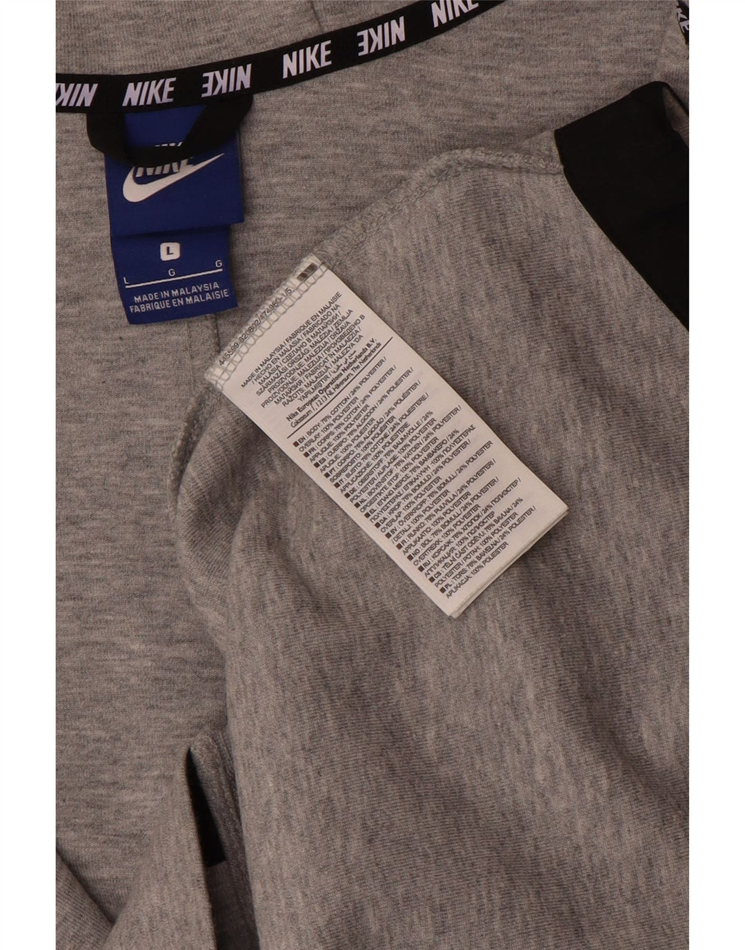 Felpa con cappuccio e zip Nike da uomo, grande, in cotone color block grigio