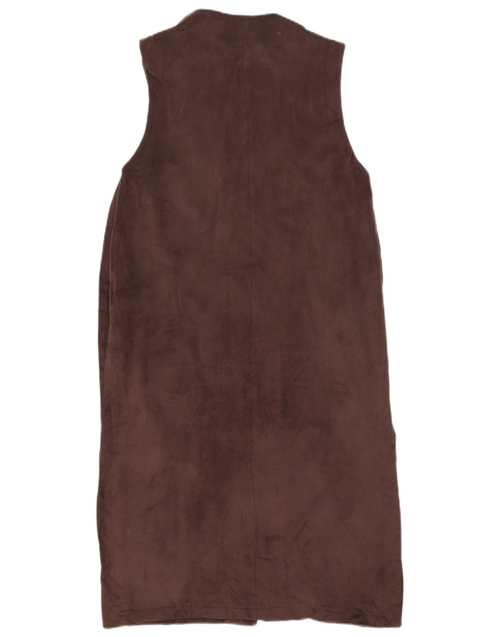 Top cardigan senza maniche lungo da donna Zara UK 12 Marrone medio