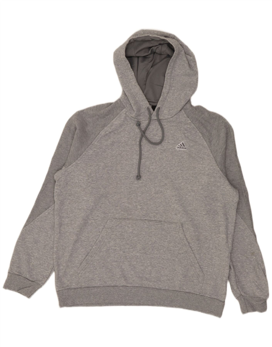 Felpa con cappuccio da uomo Adidas in cotone chiazzato grigio medio