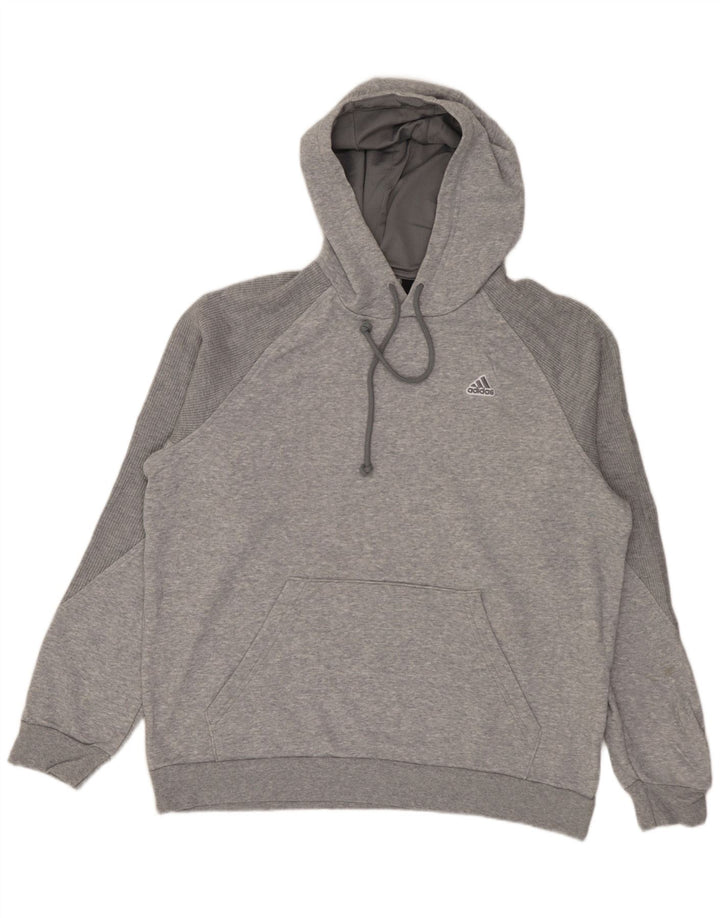 Felpa con cappuccio da uomo Adidas in cotone chiazzato grigio medio