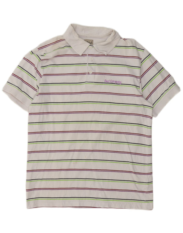 Polo da uomo Best Company, cotone a righe grandi bianche