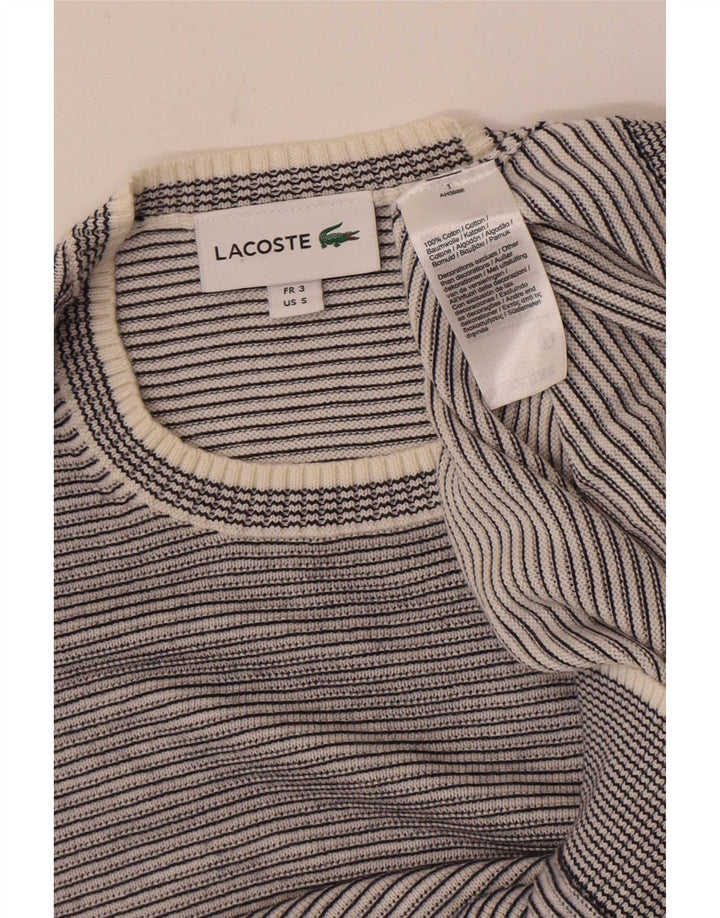 Maglione maglione girocollo da uomo Lacoste taglia 3 piccolo cotone a righe grigie