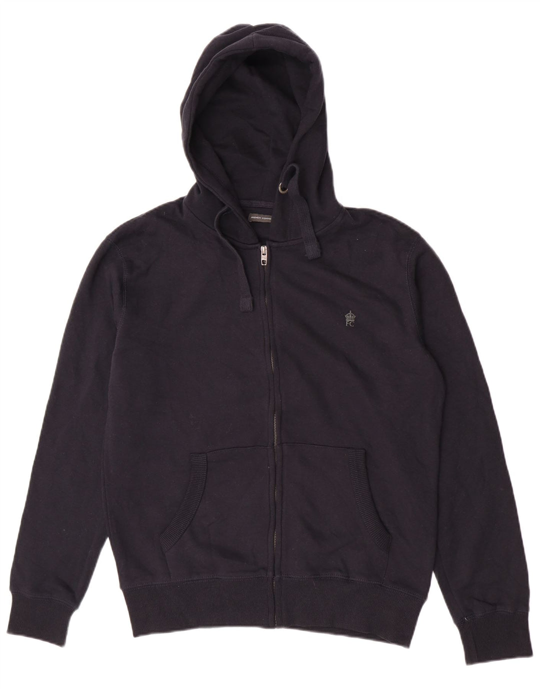 Maglione con cappuccio e zip da uomo French Connection in cotone blu navy medio